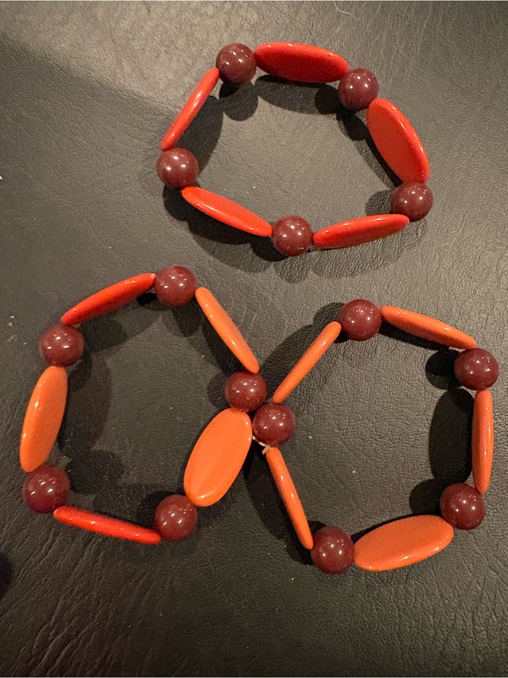 Red Beaded Stretch Bracelet Set - Women Jewelry